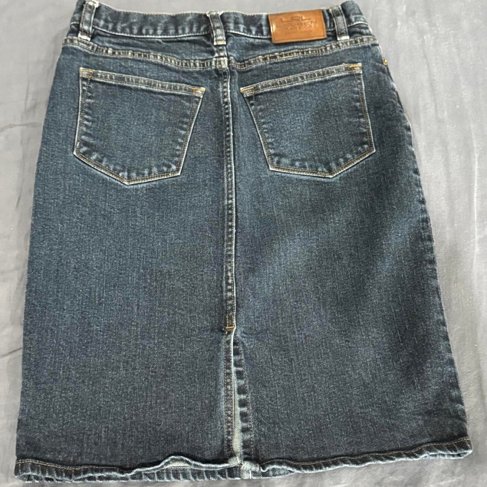 Lauren‎ Ralph Lauren Jeans Co Dark Wash Denim Skirt Slit Size 6 - Picture 2 of 8
